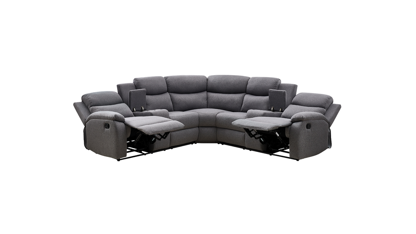 SOREN Manual Reclining Sofa with Cup Holder & Storage Console