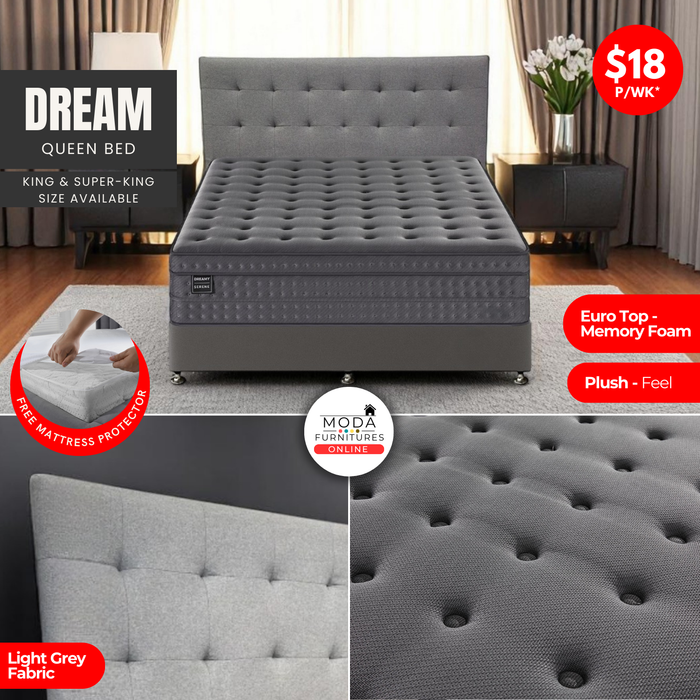 Dream Light Grey Queen Bed
