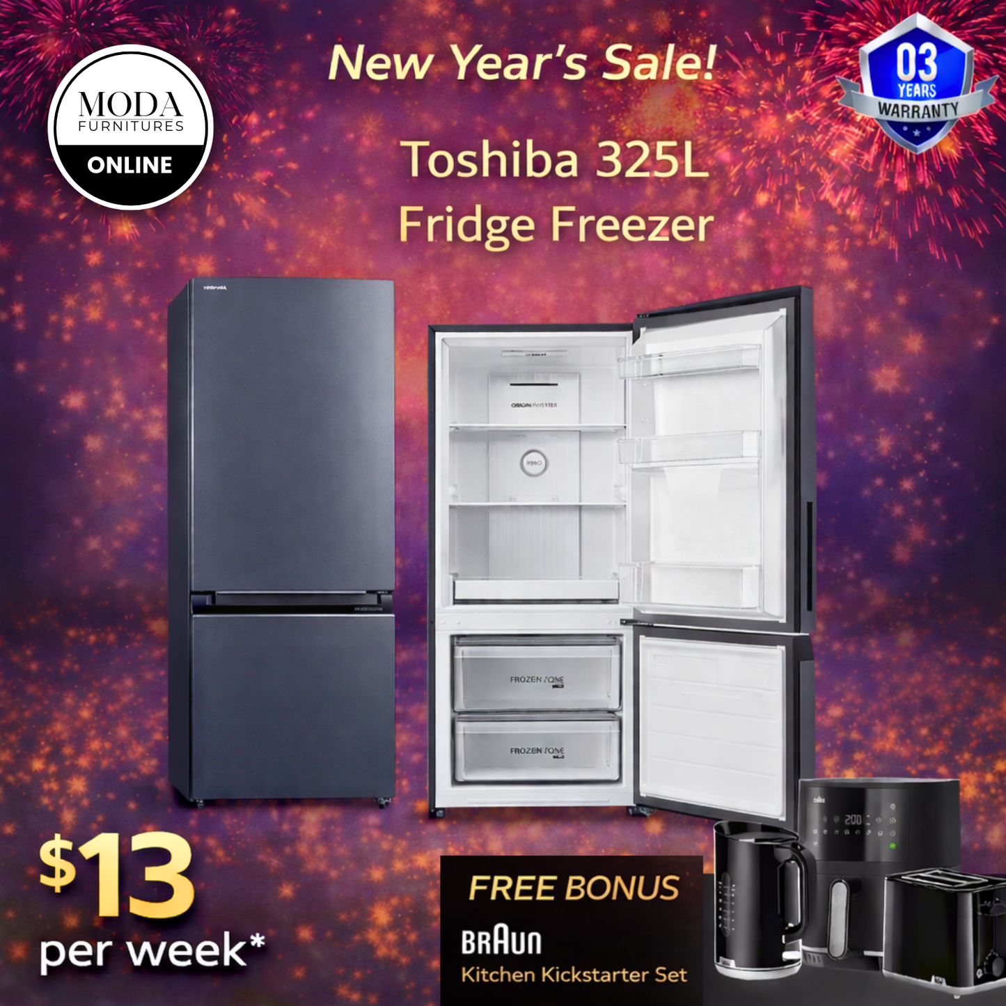 πβοΈ New Yearβs Sale β Toshiba 325L Fridge Freezer βοΈπ