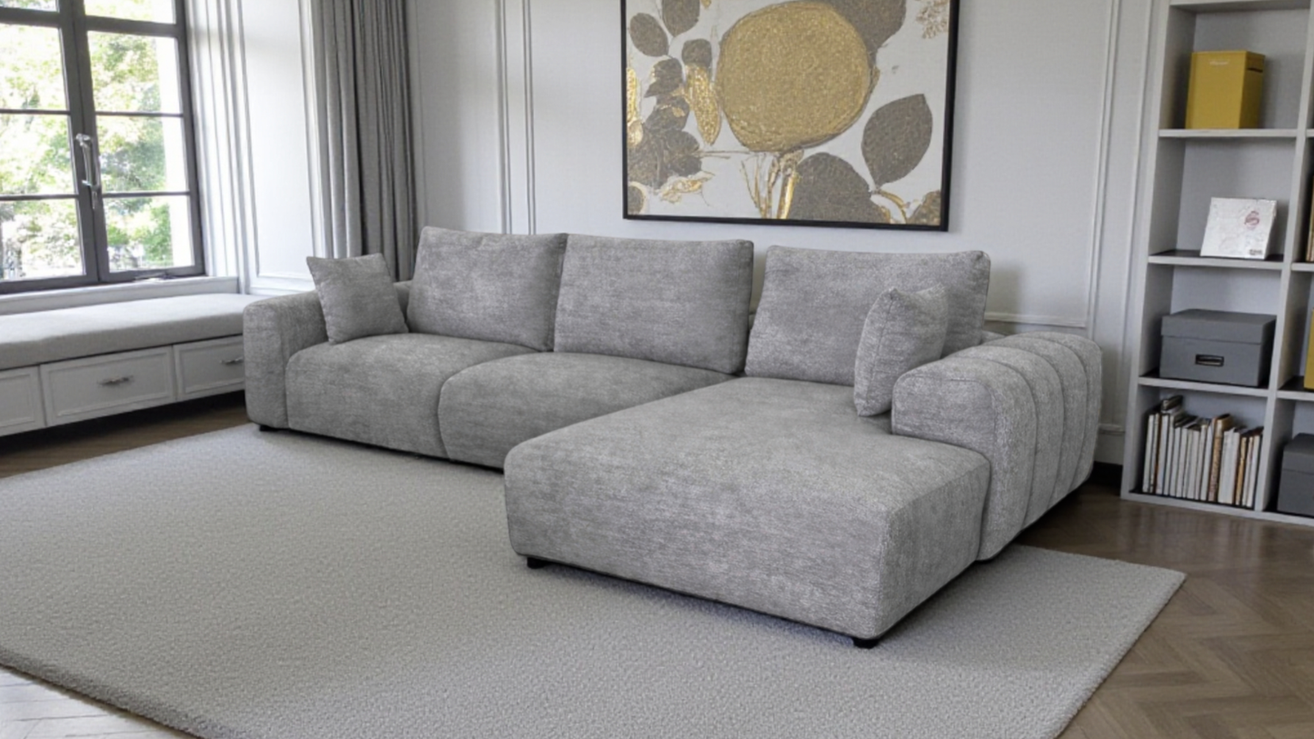 AURO Fabric Chaise Sofa (Grey)