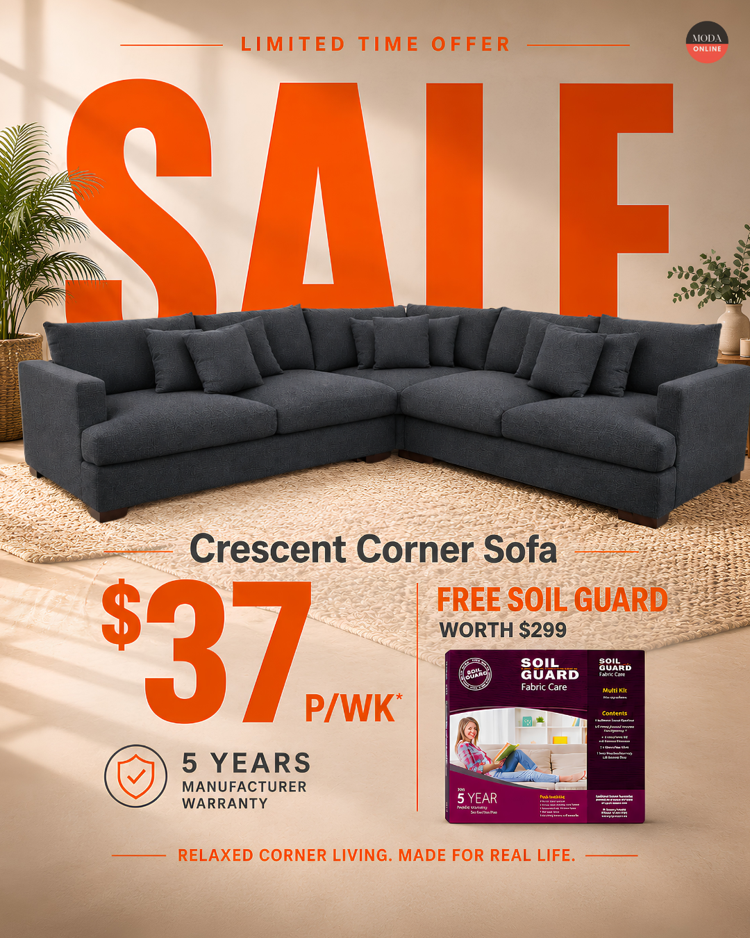 Crescent Corner Sofa Sale