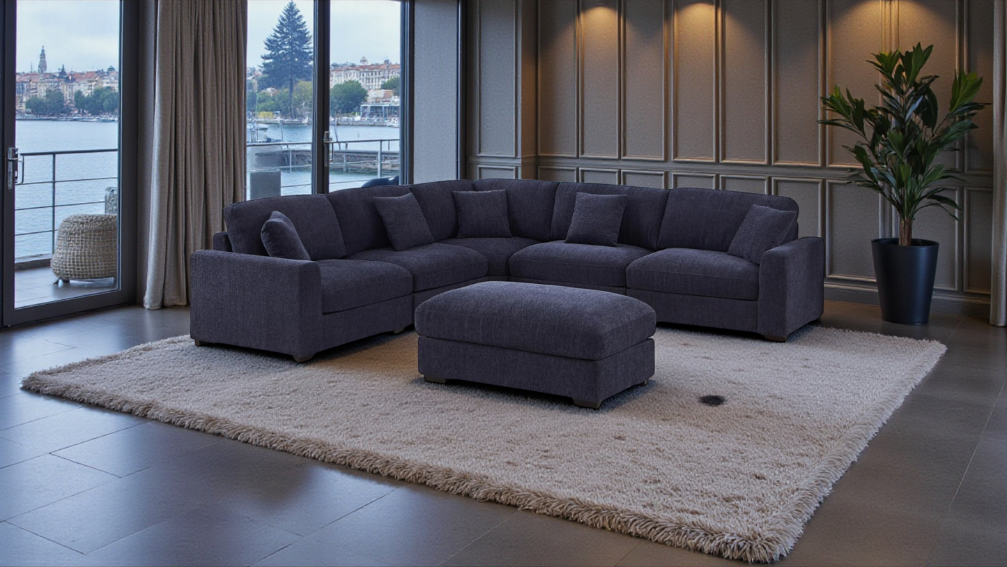 PINTO Fabric Sectional Sofa with Ottoman