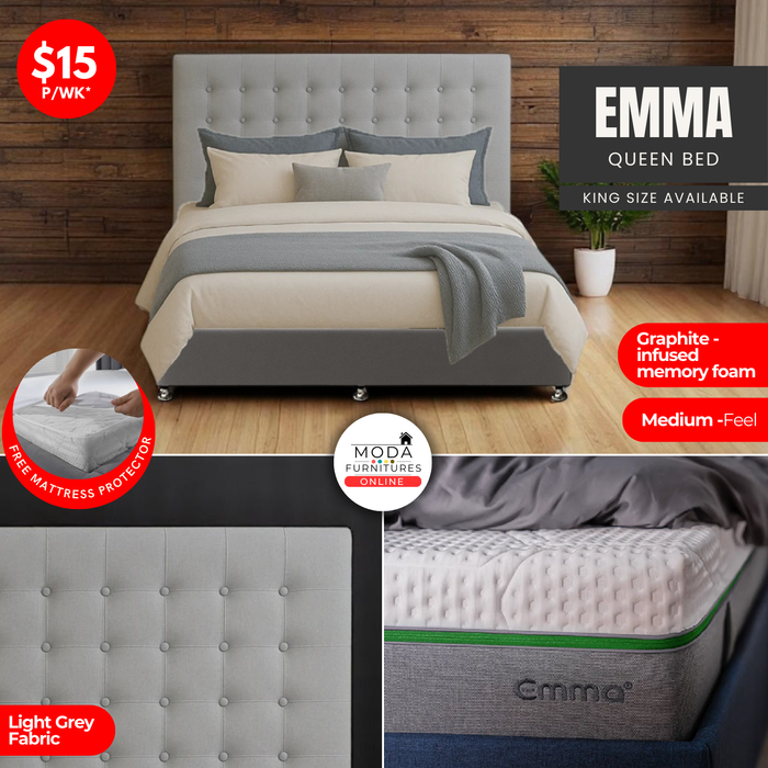 Emma Light Grey Queen Bed