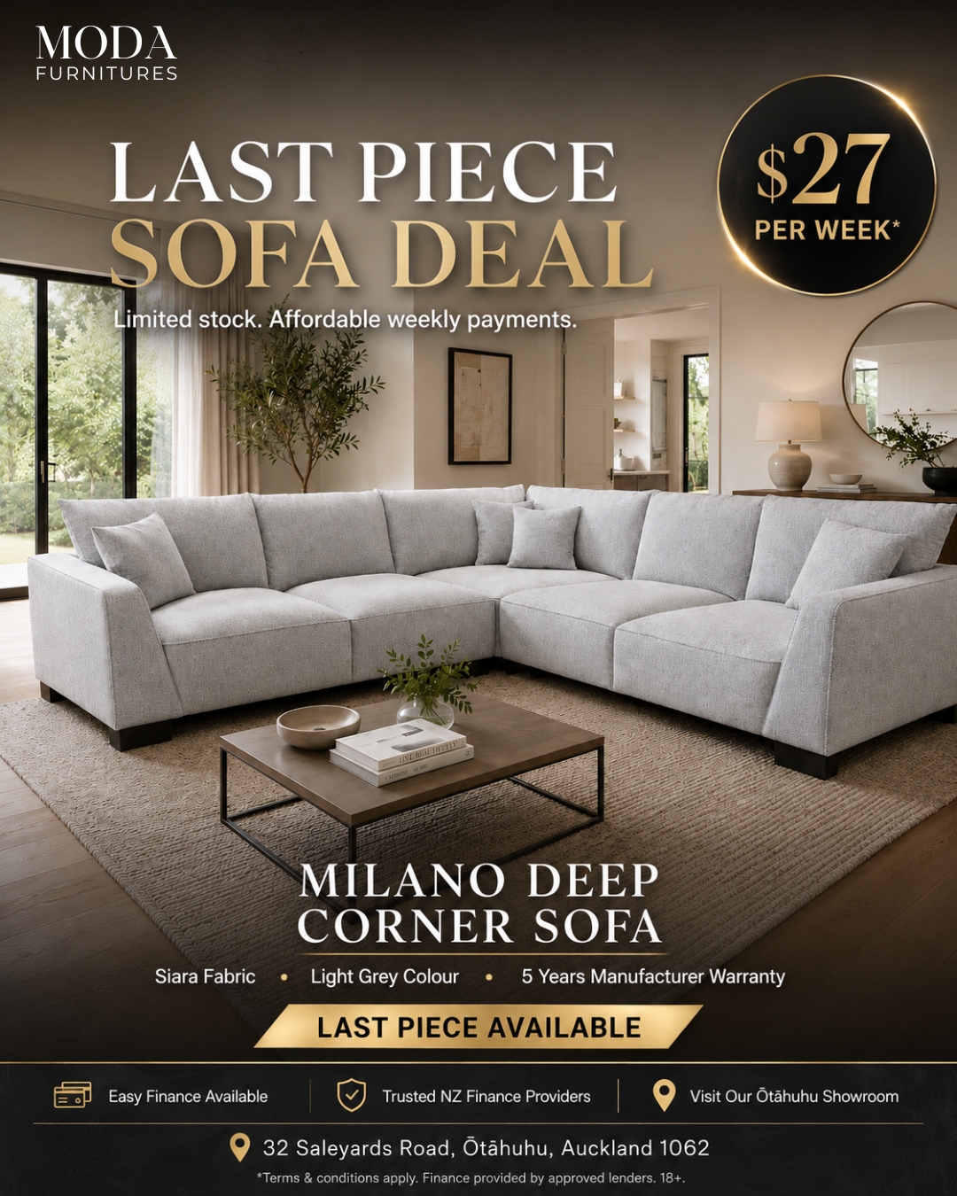 🛋️ Milano Deep Corner Sofa – Last Piece Deal