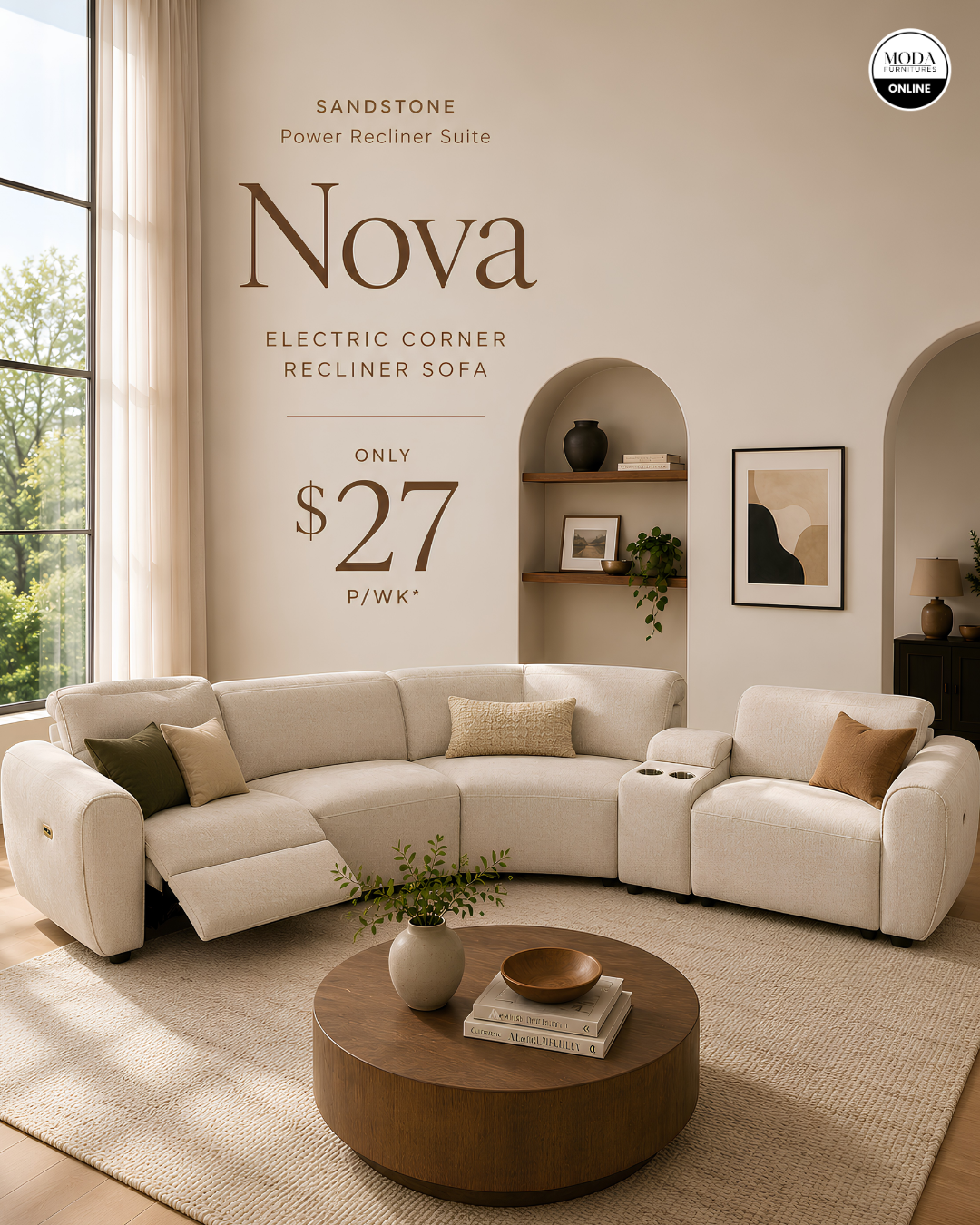 Nova Sandstone Power Recliner Suite