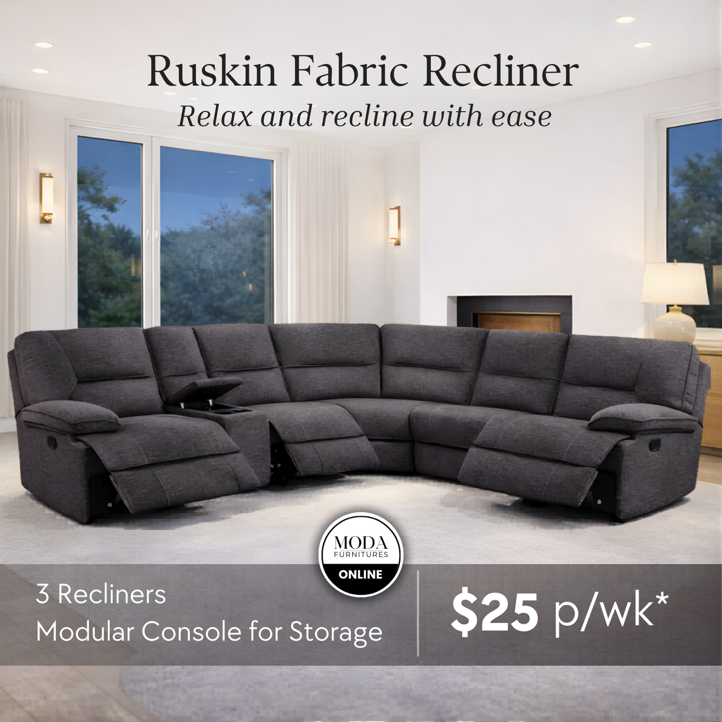 RUSKIN FABRIC RECLINER