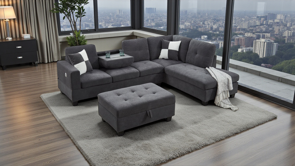 ORLA Sectional Sofa with Storage Ottoman