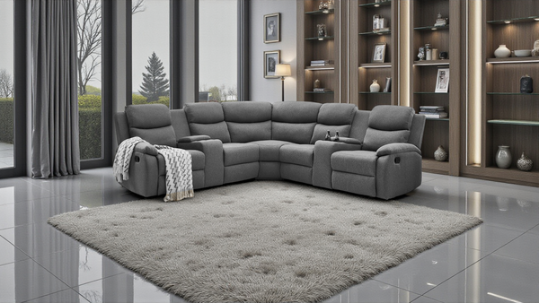 SOREN Manual Reclining Sofa with Cup Holder & Storage Console